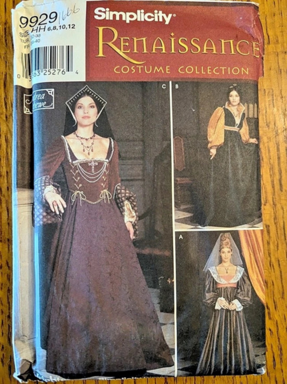 Simplicity Renaissance Costume Collection 9929 Costume Sewing Pattern Sizes 6-12